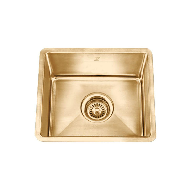 Pearl ETERNAL NALA-TR 18" Single Bowl Undermount Kitchen Sink – Champagne Gold PVD Finish Stainless Steel w/ Grid – GBSCG1814