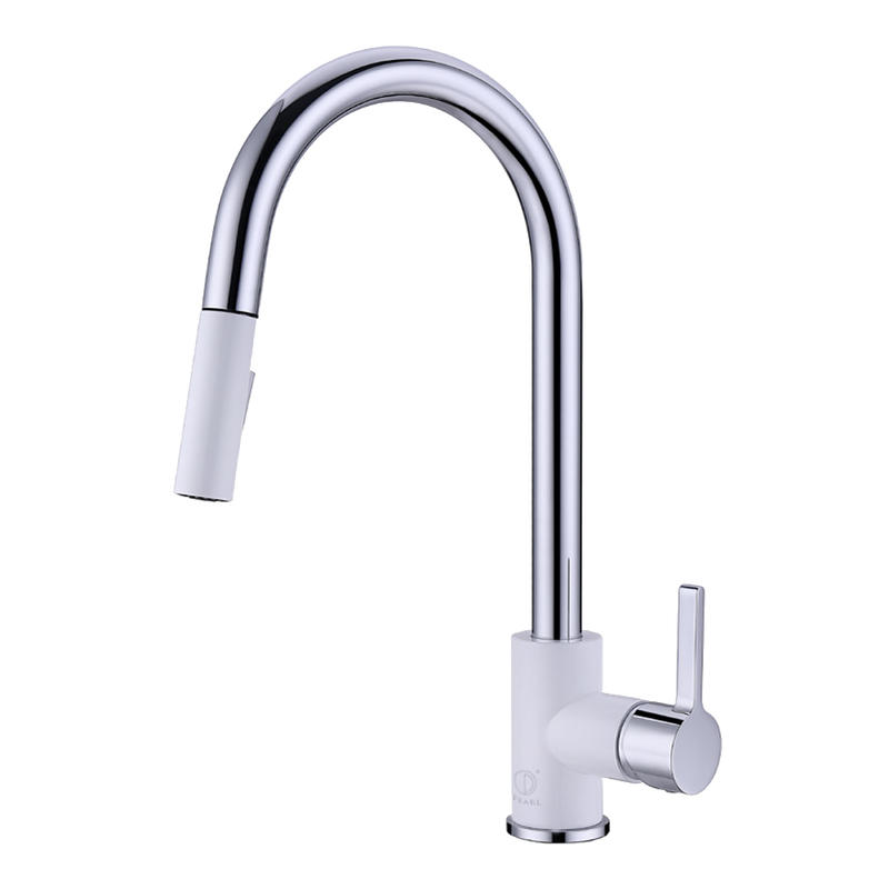 Pearl NOAH Pull-Down Dual Spray Kitchen Faucet Chrome and White GBF865