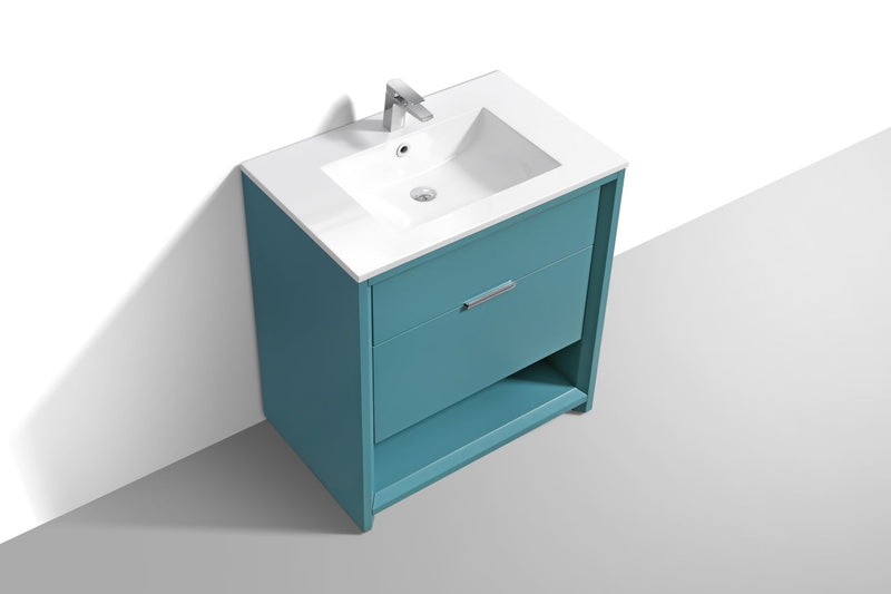 Kube Bath NUDO 32" Modern Bathroom Vanity in Teal Green Finish - NUDO32-TG