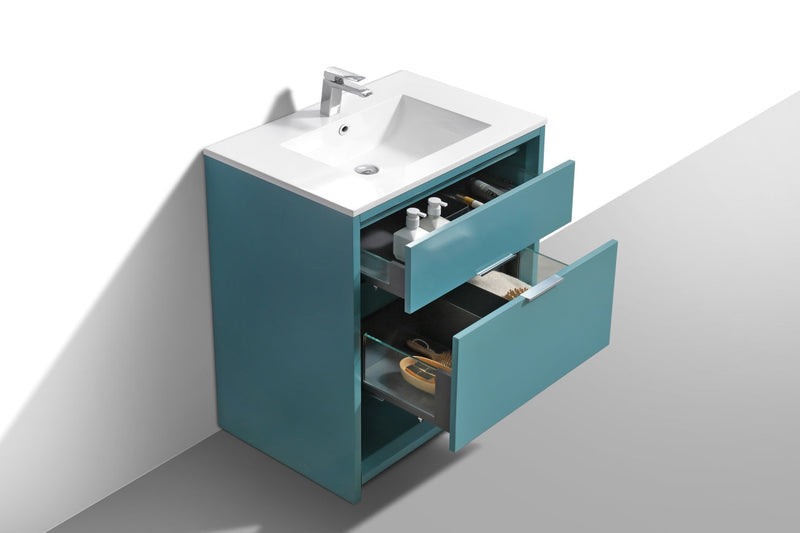 Kube Bath NUDO 32" Modern Bathroom Vanity in Teal Green Finish - NUDO32-TG