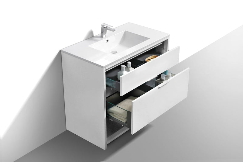 Kube Bath NUDO 36" Modern Bathroom Vanity in Gloss White Finish - NUDO36-GW