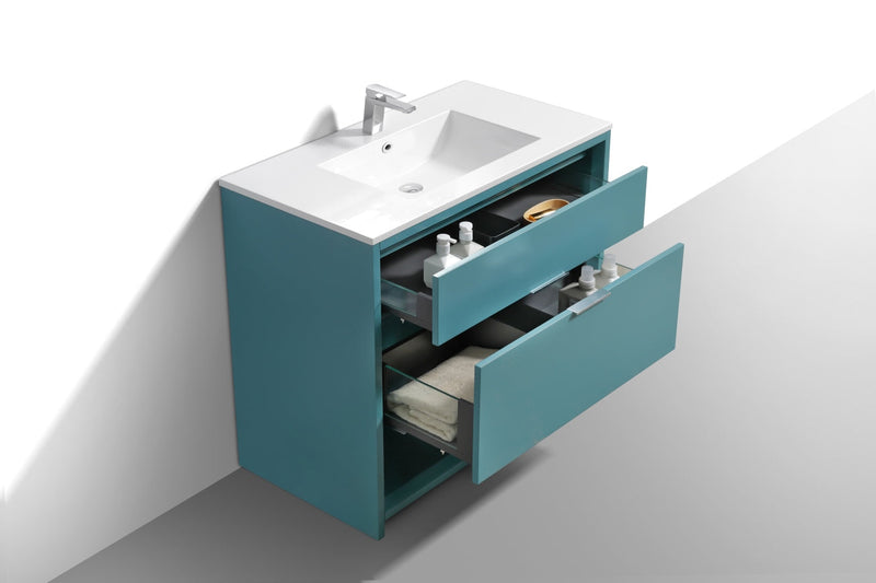 Kube Bath NUDO 36" Modern Bathroom Vanity in Teal Green Finish - NUDO36-TG
