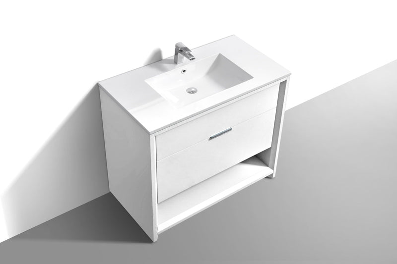 Kube Bath NUDO 40" Modern Bathroom Vanity in Gloss White Finish - NUDO40-GW