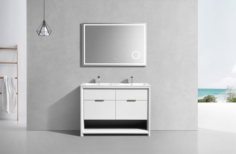 Kube Bath NUDO 48" Double Sink Modern Bathroom Vanity in Gloss White Finish - NUDO48D-GW