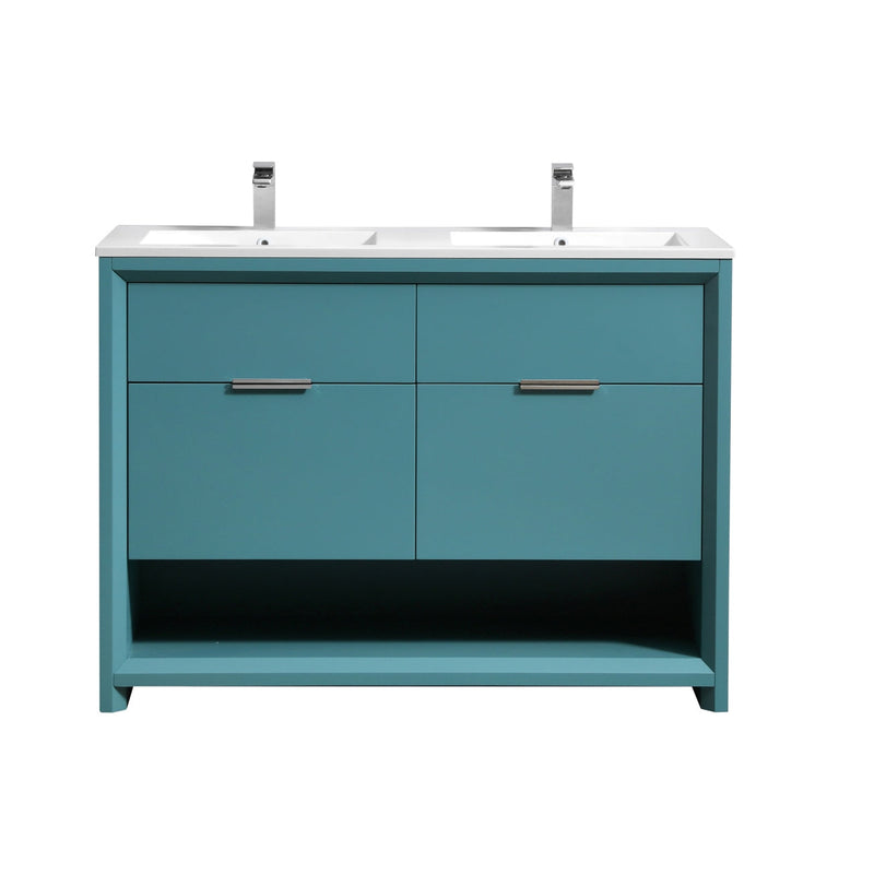 Kube Bath NUDO 48" Double Sink Modern Bathroom Vanity in Teal Green Finish - NUDO48D-TG