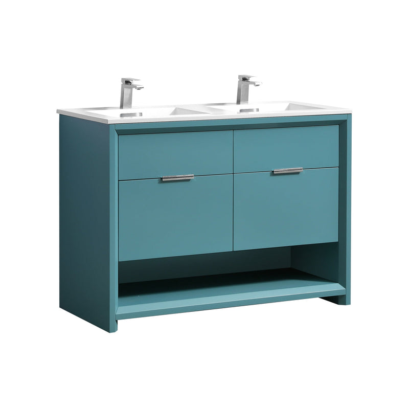 Kube Bath NUDO 48" Double Sink Modern Bathroom Vanity in Teal Green Finish - NUDO48D-TG