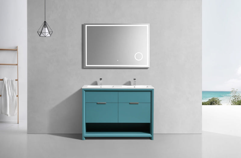 Kube Bath NUDO 48" Double Sink Modern Bathroom Vanity in Teal Green Finish - NUDO48D-TG