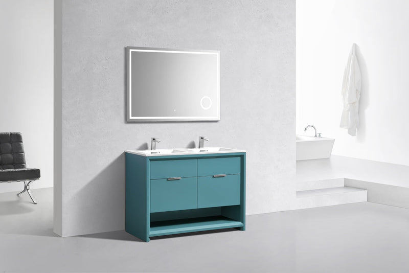 Kube Bath NUDO 48" Double Sink Modern Bathroom Vanity in Teal Green Finish - NUDO48D-TG