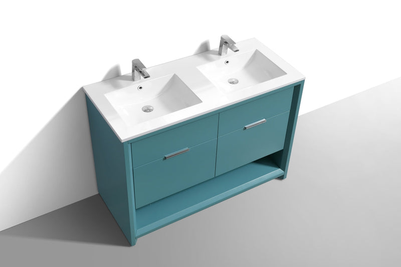 Kube Bath NUDO 48" Double Sink Modern Bathroom Vanity in Teal Green Finish - NUDO48D-TG