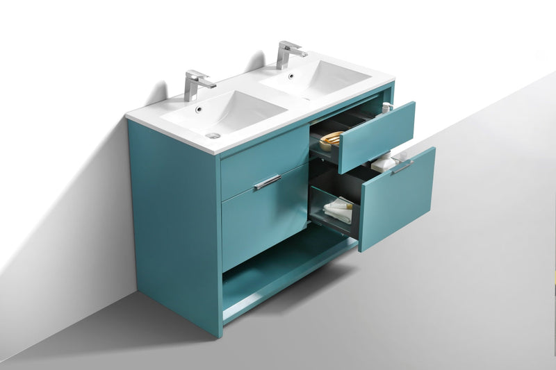 Kube Bath NUDO 48" Double Sink Modern Bathroom Vanity in Teal Green Finish - NUDO48D-TG