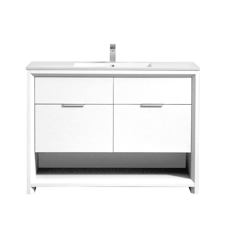 Kube Bath NUDO 48" Single Sink Modern Bathroom Vanity in Gloss White Finish - NUDO48S-GW
