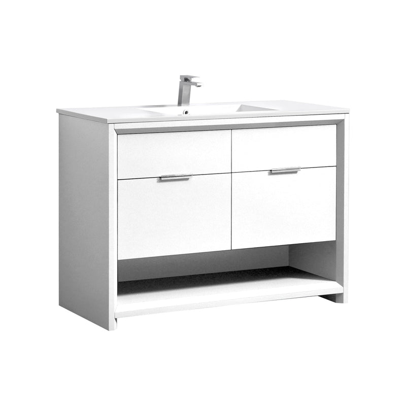 Kube Bath NUDO 48" Single Sink Modern Bathroom Vanity in Gloss White Finish - NUDO48S-GW