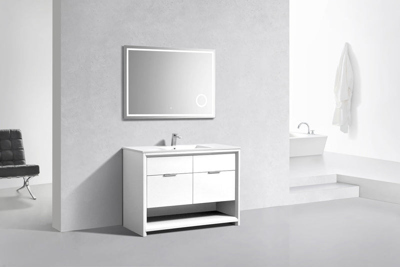Kube Bath NUDO 48" Single Sink Modern Bathroom Vanity in Gloss White Finish - NUDO48S-GW