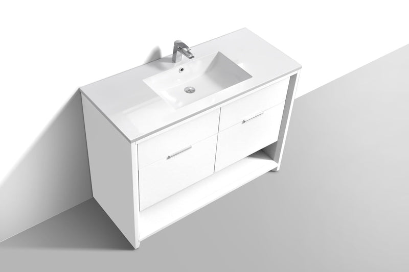 Kube Bath NUDO 48" Single Sink Modern Bathroom Vanity in Gloss White Finish - NUDO48S-GW