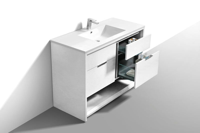 Kube Bath NUDO 48" Single Sink Modern Bathroom Vanity in Gloss White Finish - NUDO48S-GW