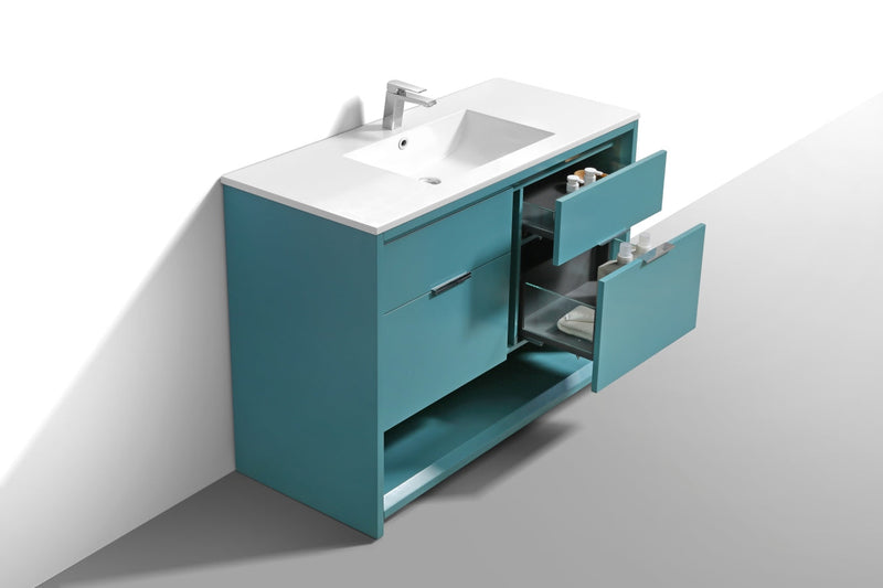 Kube Bath NUDO 48" Single Sink Modern Bathroom Vanity in Teal Green Finish - NUDO48S-TG
