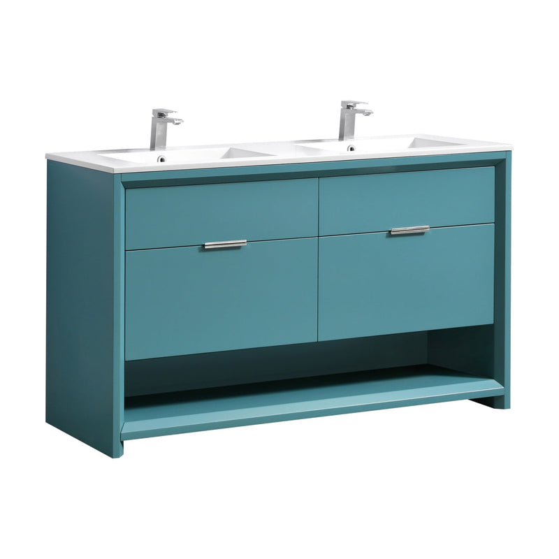 Kube Bath NUDO 60" Double Sink Modern Bathroom Vanity in Teal Green Finish - NUDO60D-TG