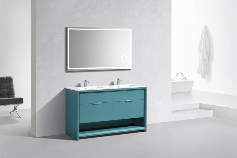 Kube Bath NUDO 60" Double Sink Modern Bathroom Vanity in Teal Green Finish - NUDO60D-TG