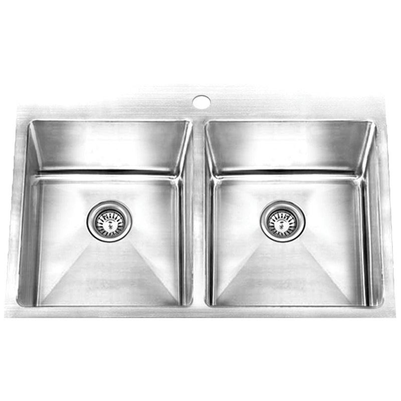 Pearl PALO-ERA 33" Double Equal Drop-In Kitchen Sink – Stainless Steel – GBDRR3322AT