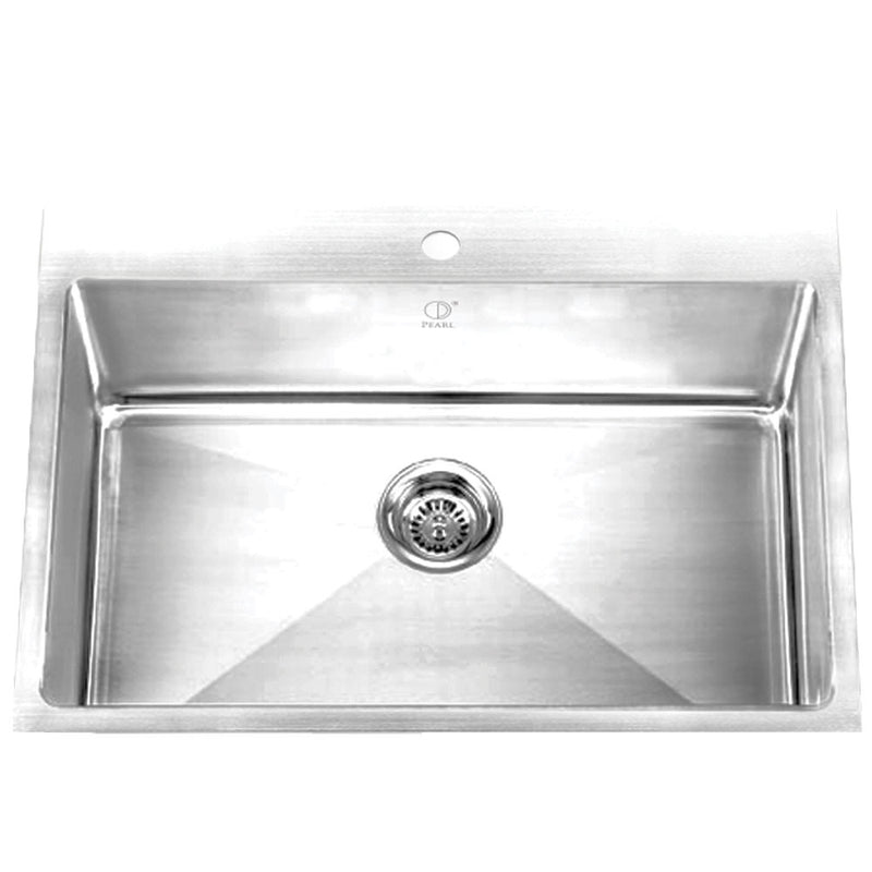 Pearl PALO-PDR 31" Single Bowl Drop-In Kitchen Sink – Stainless Steel – GBSRR3122CT