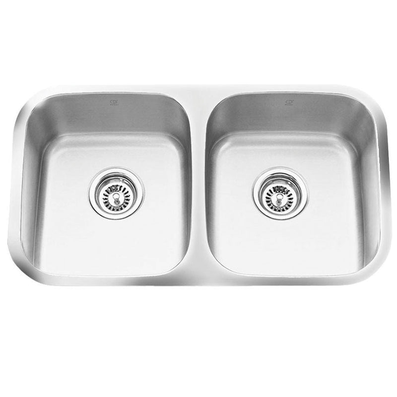 Pearl Q-EK 31" Double Equal Undermount Kitchen Sink – Stainless Steel w/ Grid – GQD519