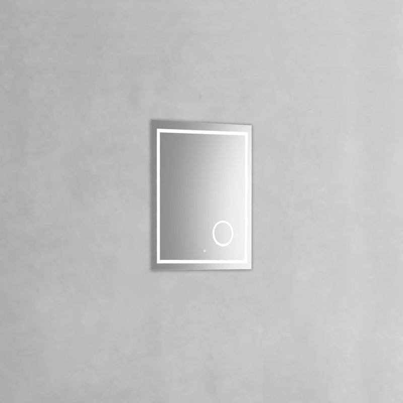 KubeBath Magno 24" Frameless Rectangle LED Bathroom Mirror With Built-In Magnifying Mirror - SKLM24