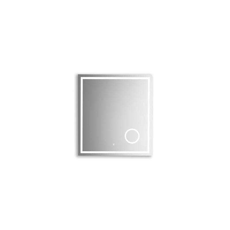 KubeBath Magno 30" Frameless Rectangle LED Bathroom Mirror With Built-In Magnifying Mirror - SKLM30