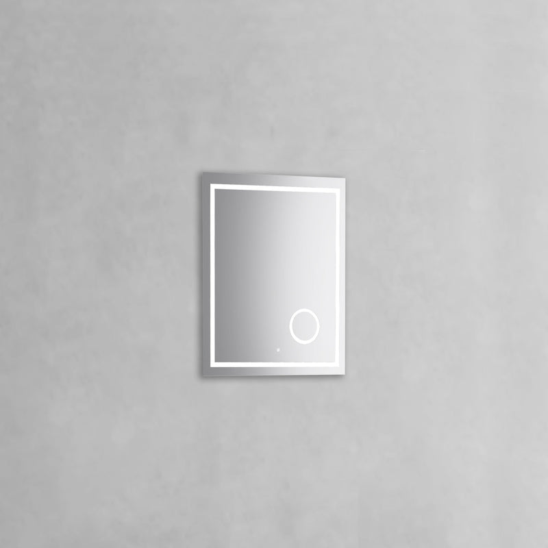 KubeBath Magno 30" Frameless Rectangle LED Bathroom Mirror With Built-In Magnifying Mirror - SKLM30