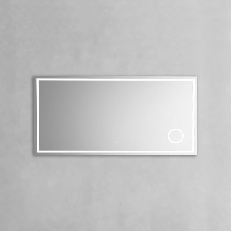 KubeBath Magno 70" Frameless Rectangle LED Bathroom Mirror With Built-In Magnifying Mirror - SKLM70