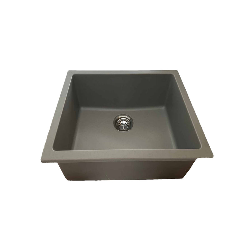 Pearl VERTU-S 24" Single Bowl Undermount Kitchen Sink – Smoke Grey NuGranite w/ Grid – GVS2411-SG