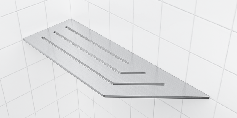 Zvelt 4" X 12" Corner Shelf for Tiled Showers Stainless Steel Finish - TC-A12-BSS