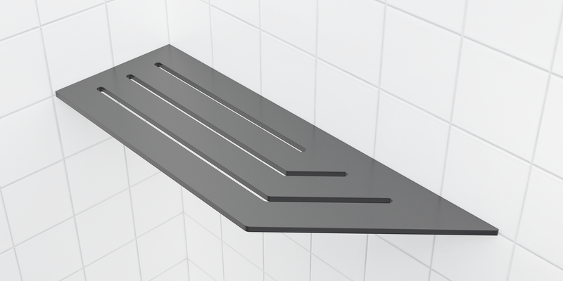 Zvelt 4" X 12" Corner Shelf for Tiled Showers Matte Grey On Aluminium Finish - TC-A12-G15