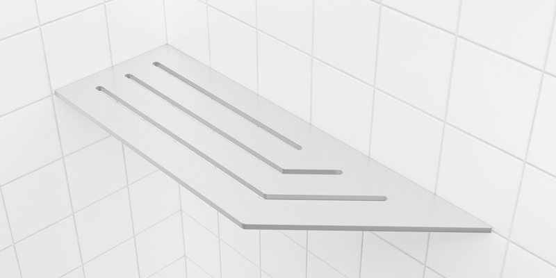 Zvelt 4" X 12" Corner Shelf for Tiled Showers Matte White On Aluminium Finish - TC-A12-W15