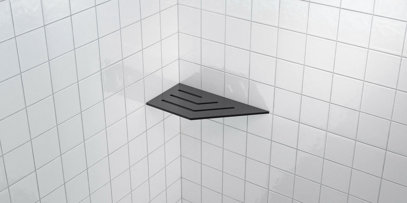 Zvelt 4" X 8" Corner Shelf for Tiled Showers Matte Black On Aluminium Finish - TC-A8-B15