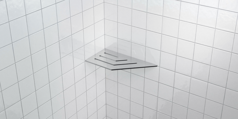 Zvelt 4" X 8" Corner Shelf for Tiled Showers Stainless Steel Finish - TC-A8-BSS