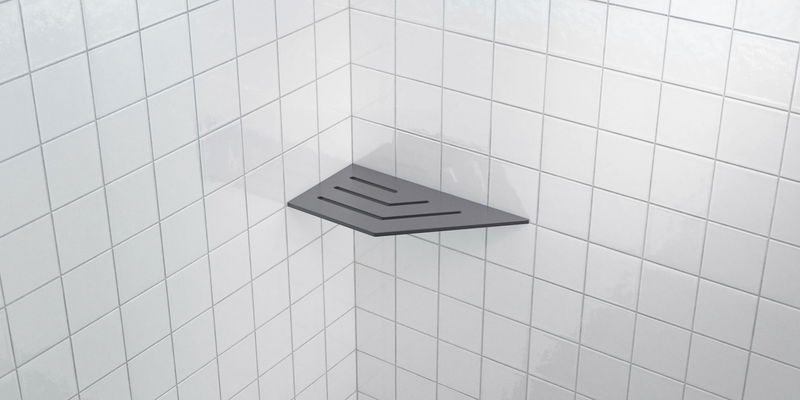 Zvelt 4" X 8" Corner Shelf for Tiled Showers Matte Grey On Aluminium Finish - TC-A8-G15
