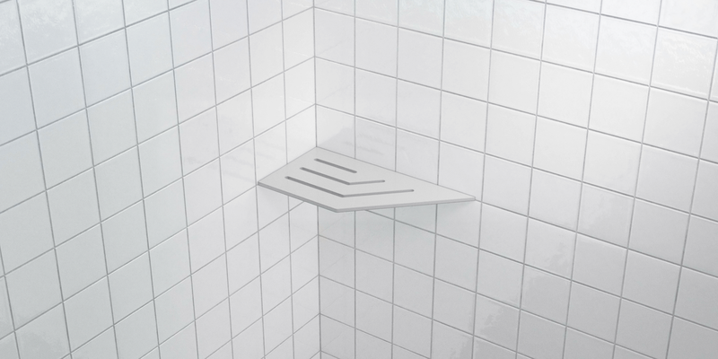 Zvelt 4" X 8" Corner Shelf for Tiled Showers Matte White On Aluminium Finish - TC-A8-W15