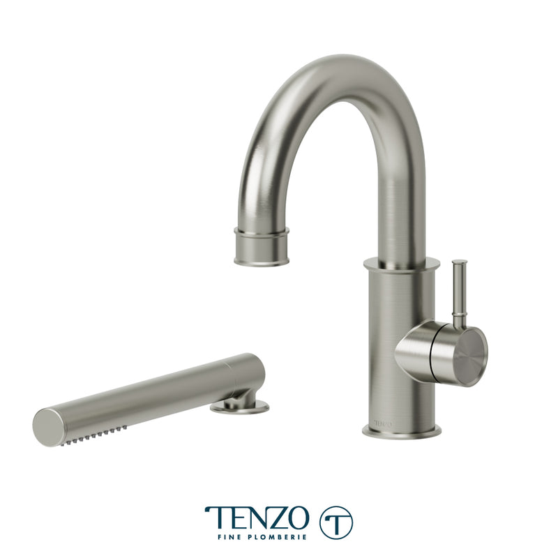 Tenzo Alyss 2-hole Deck-Mount Tub Filler – Brushed Nickel – ALY31-BN