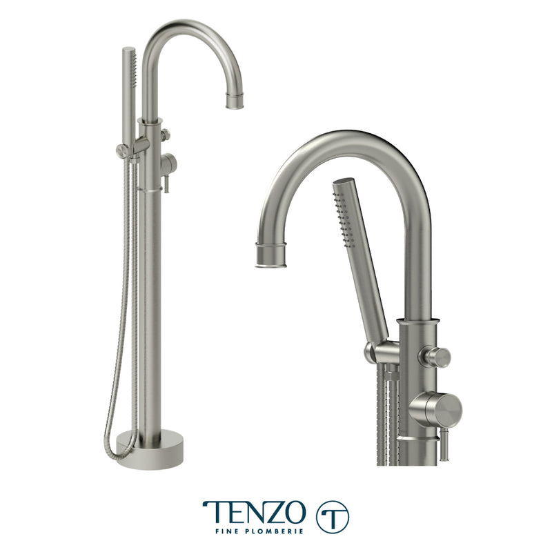 Tenzo Alyss Freestanding Tub Filler – Brushed Nickel – ALY52-BN