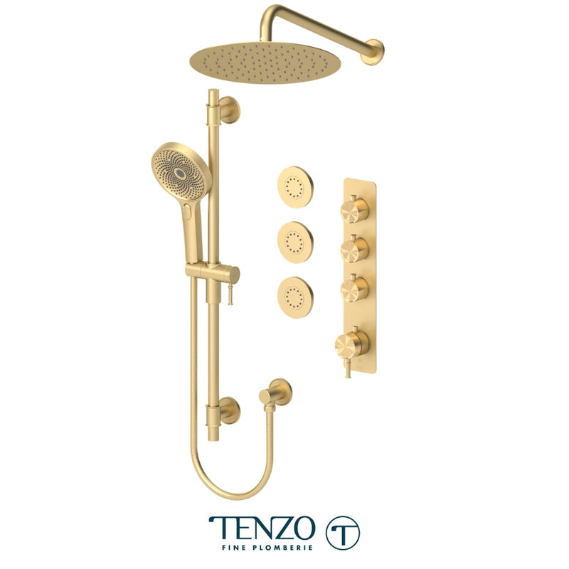 Tenzo Alyss Extenza Kit 3 Functions Thermo Brushed Gold Finish - ALYT43-571112-BG