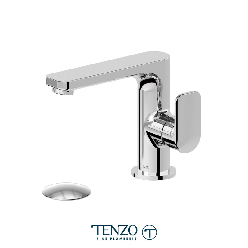 Tenzo Delano Single-Hole Bathroom Faucet with Non-Overflow Drain – Chrome – DE10-W-CR