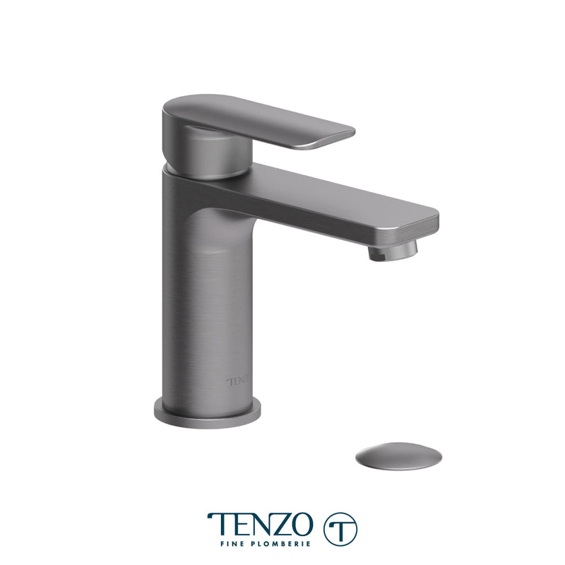 Tenzo Delano Single-Hole Bathroom Faucet with Non-Overflow Drain – Gunmetal – DE11-W-GM