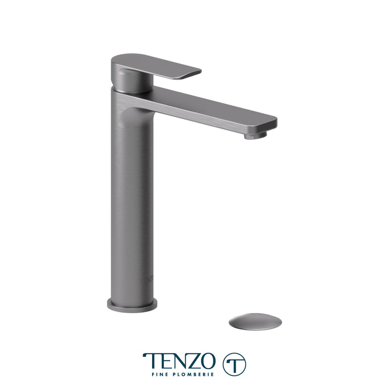 Tenzo Delano Single-Hole Vessel Bathroom Faucet with Non-Overflow Drain – Gunmetal – DE12H-W-GM