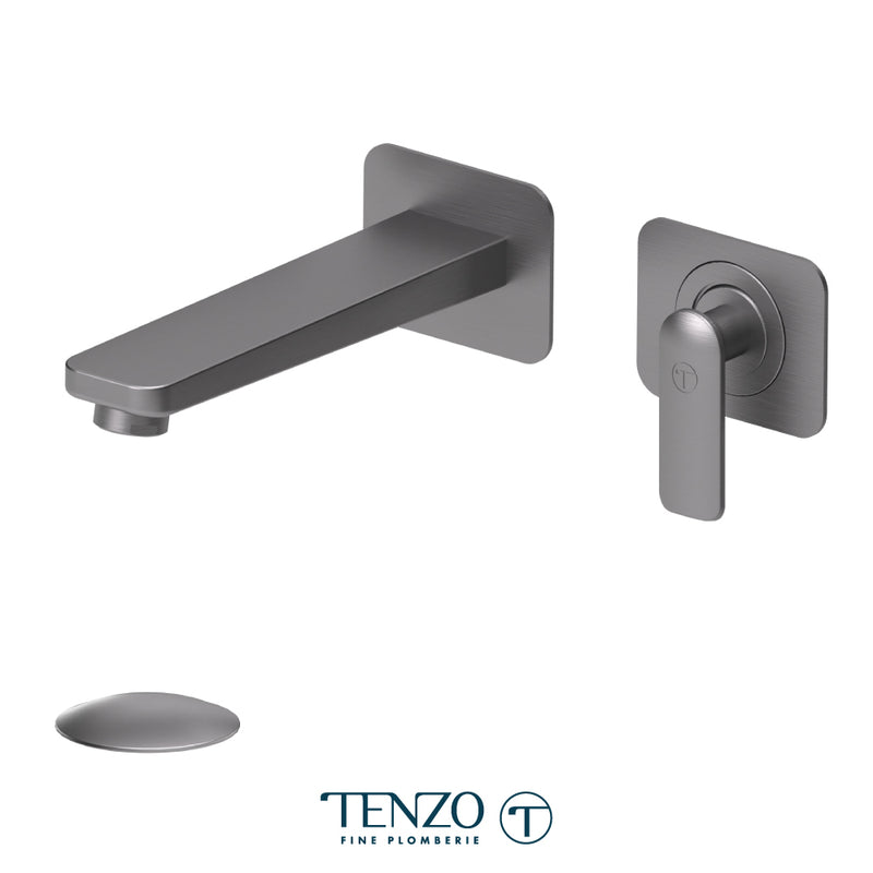 Tenzo Delano Wall-Mount Bathroom Faucet with Non-Overflow Drain – Gunmetal – DE14-W-GM