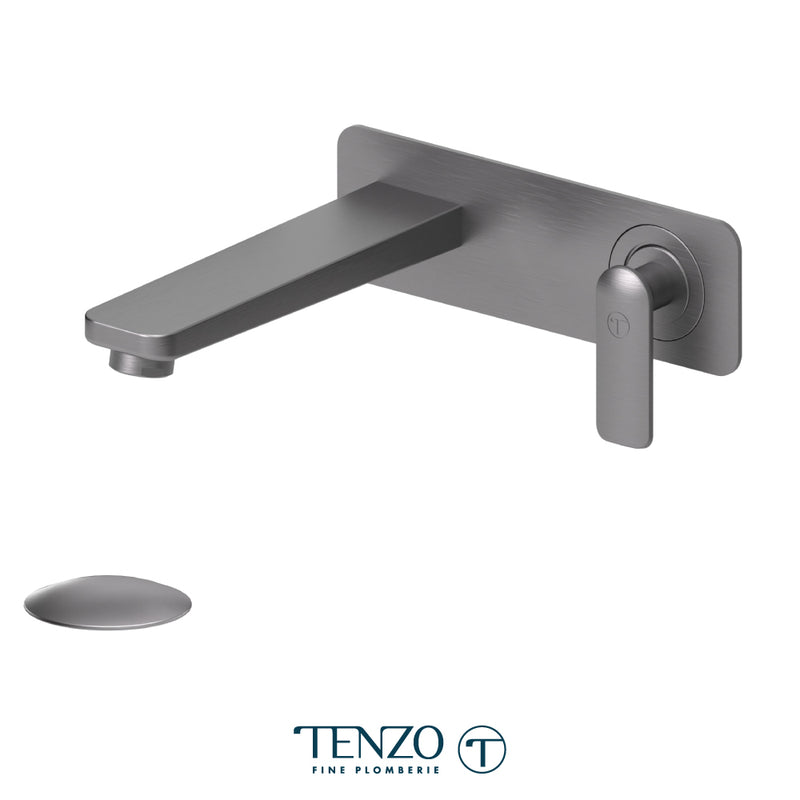 Tenzo Delano Wall-Mount Bathroom Faucet with Non-Overflow Drain – Gunmetal – DE15-W-GM