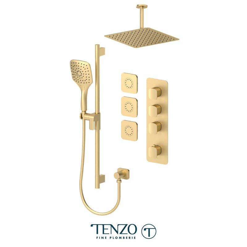 Tenzo Delano Extenza Kit 3 Functions Thermo Brushed Gold Finish - DET43-511315-BG