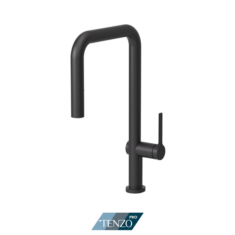 Tenzo Mylo Single-Handle Kitchen Faucet With Pull-Down & 2-Function Hand Shower Matte Black Finish - MY131-MB