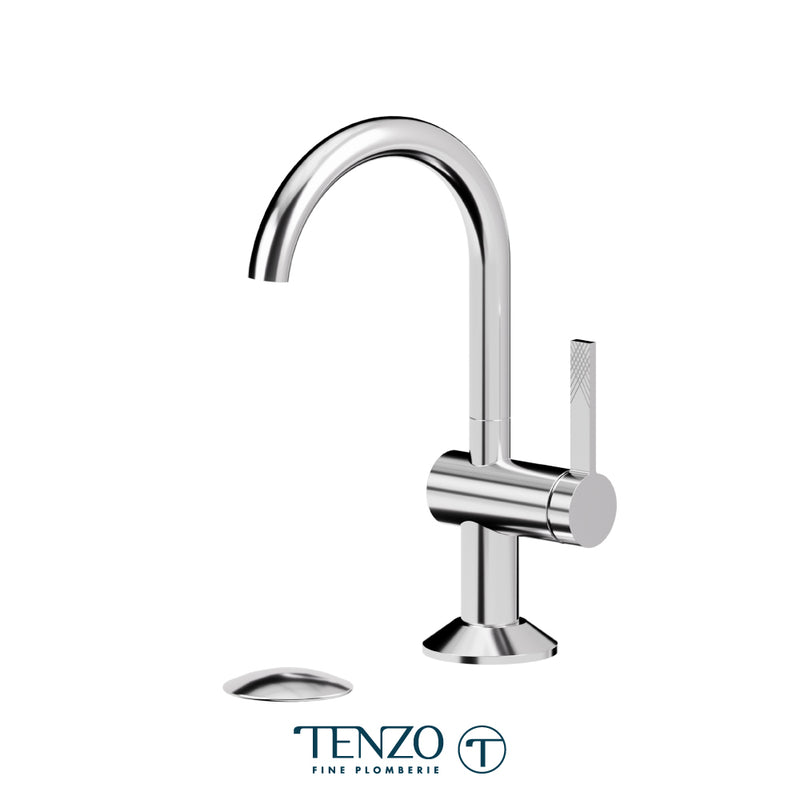 Tenzo Paloma Compact Single-Hole Bathroom Faucet with Non-Overflow Drain – Chrome – PAL10S-W-CR