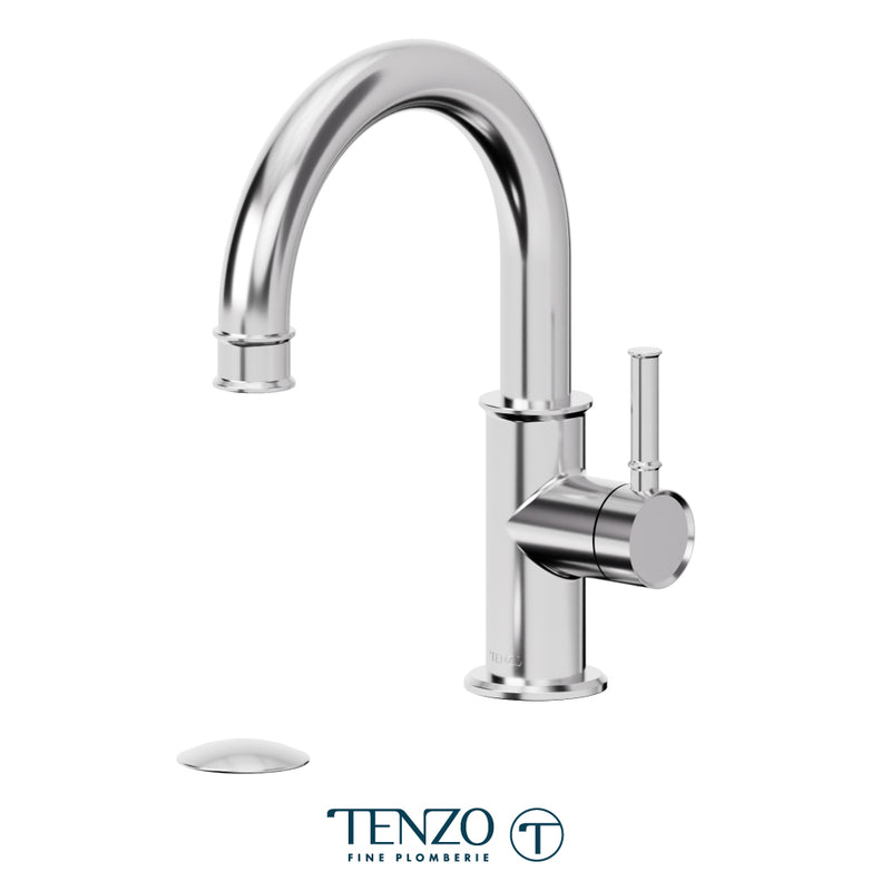 Tenzo Alyss Single Hole Lavatory Faucet Chrome With (W/O Overflow) Drain - ALY10-W-CR