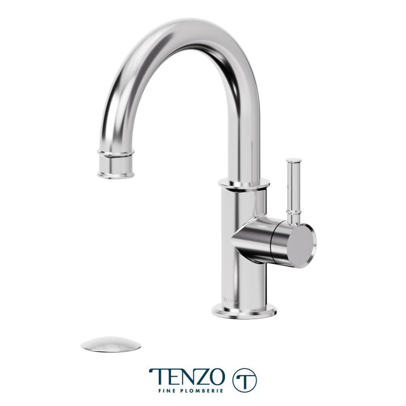 Tenzo Alyss Single Hole Lavatory Faucet Chrome With (Overflow) Drain - ALY10-P-CR